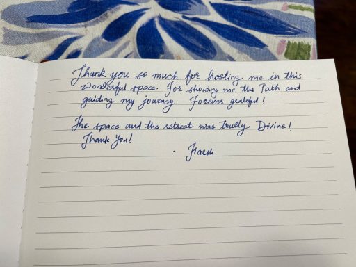Handwritten note expressing gratitude for assistance with a project.
