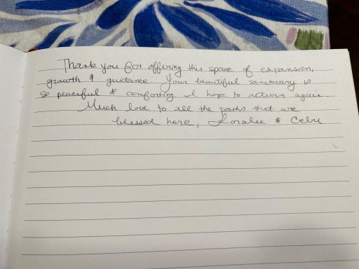 Handwritten note on a lined page expressing gratitude and appreciation.